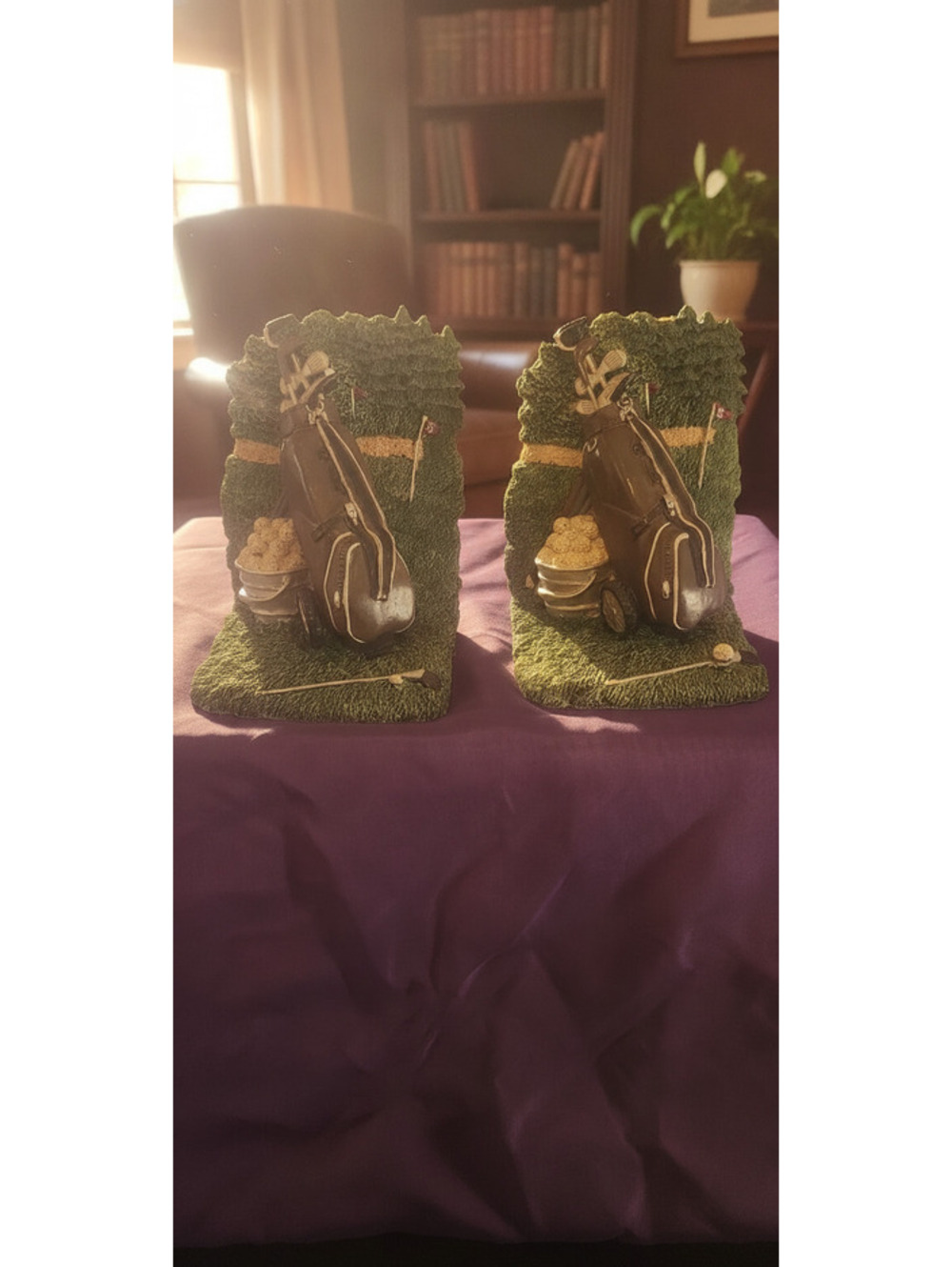Pair of Vintage Golf Bag and Clubs Decorative Bookends